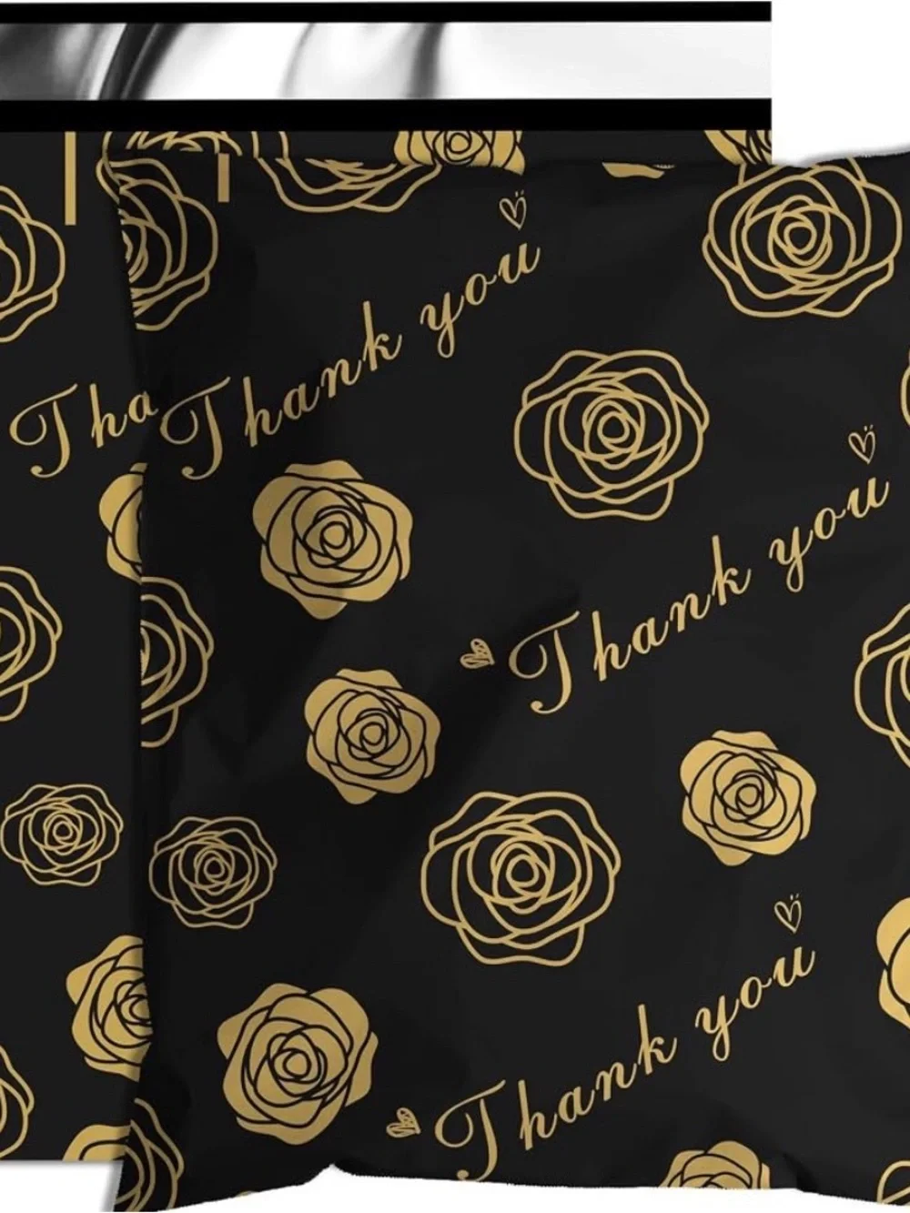 Polymailers 10x13 Black & Gold 'Thank You' Floral 15 ct